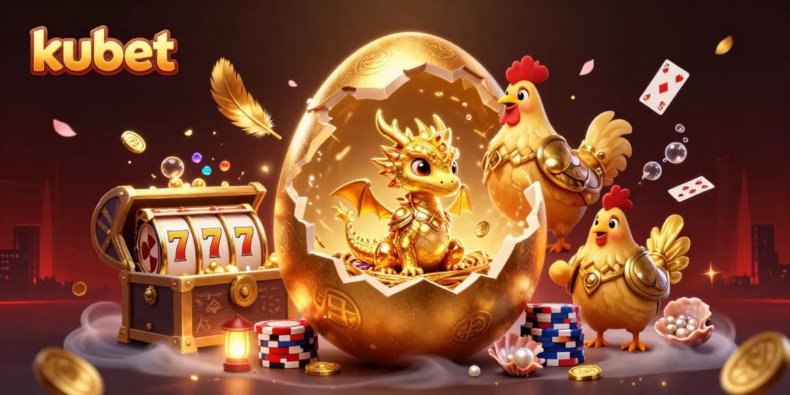Engage in thrilling gameplay at kubet with a golden dragon guarding valuable poker chips.