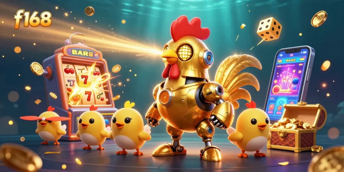 Experience thrilling gameplay at f168 with a golden rooster robot leading a jackpot explosion!