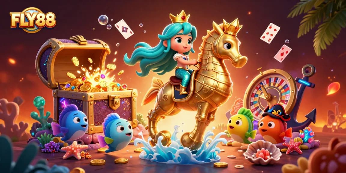 Join the excitement at FLY88, playing vibrant games amid enchanting underwater scenes.