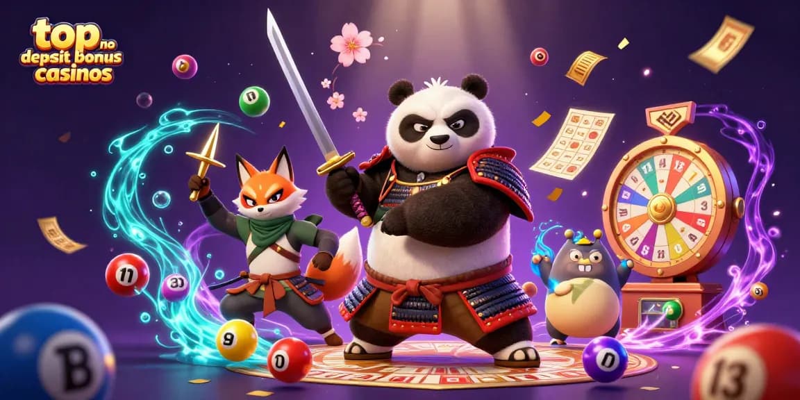 Engage in top no deposit bonus casinos action with a vibrant 3D illustration featuring colorful lottery elements.