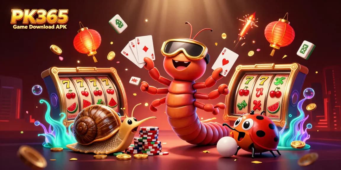 Play winning slots with the PK365 Game Download APK featuring vibrant casino elements.
