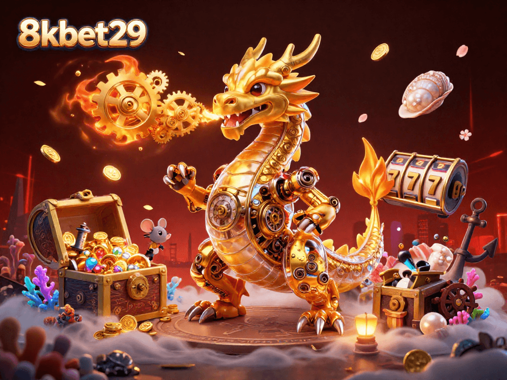 Experience thrilling wins at 8kbet29, featuring a golden dragon and dynamic slots.