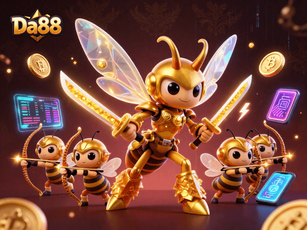Win big with Da88 in this vibrant 3D illustration showcasing thrilling casino excitement.
