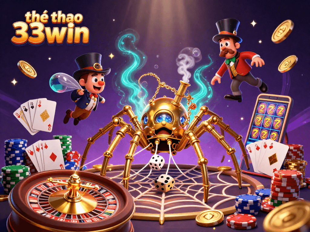 Experience the excitement of thể thao 33win with a steampunk-themed casino illustration featuring dynamic gaming elements.