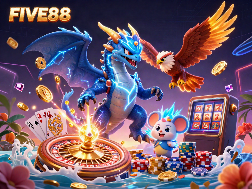 Engage with the exciting casino experience at FIVE88 with dazzling characters and dynamic gaming elements.