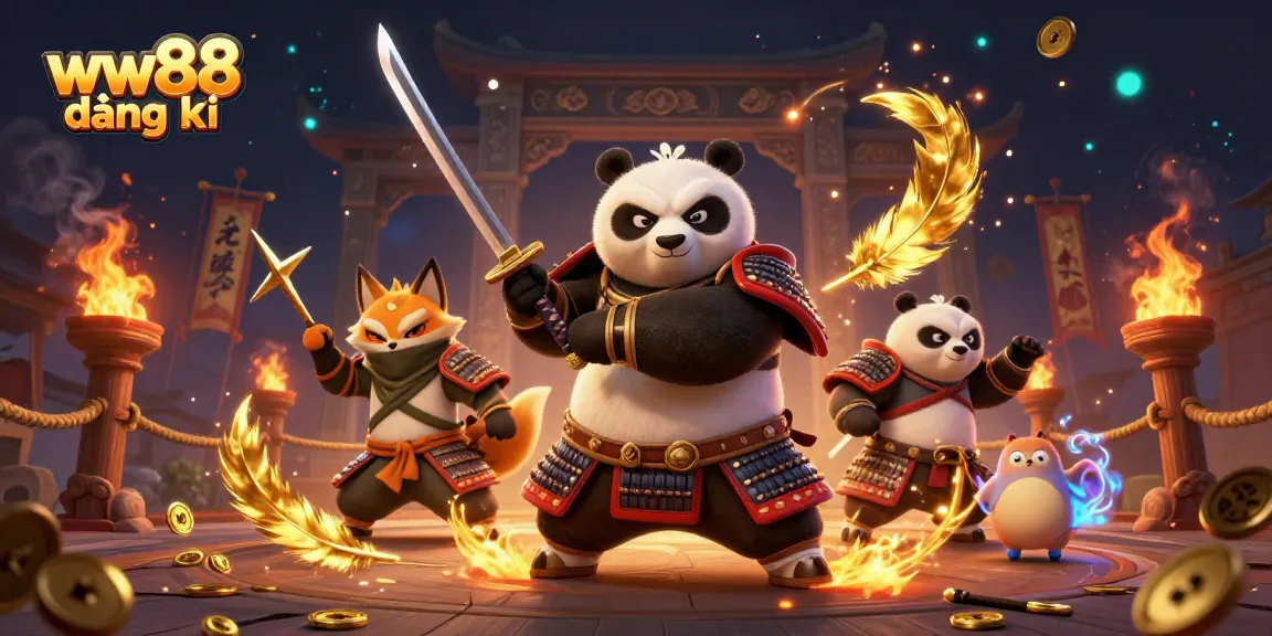Engage with exciting gameplay at ww88 đăng ký with samurai panda and ninja fox in action.