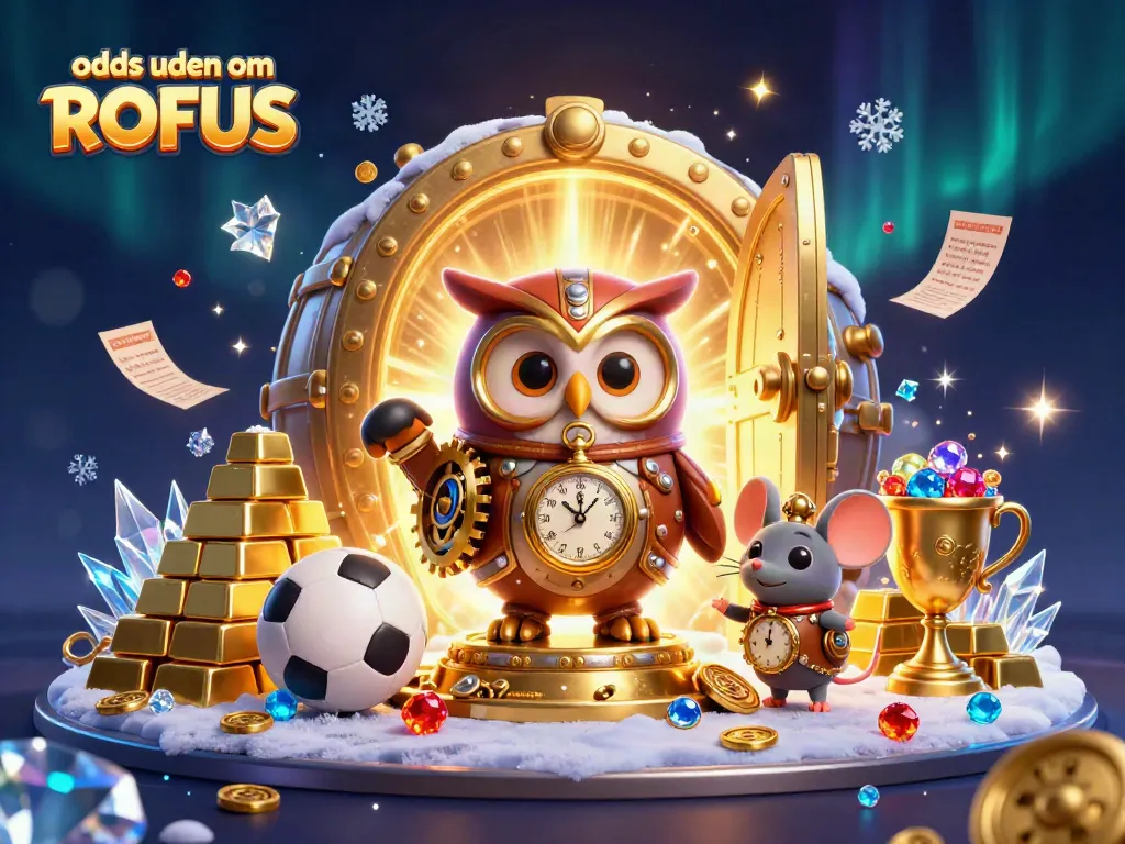 Engage with odds uden om ROFUS in a vibrant 3D betting scene featuring a time-traveling owl and thrilling elements.