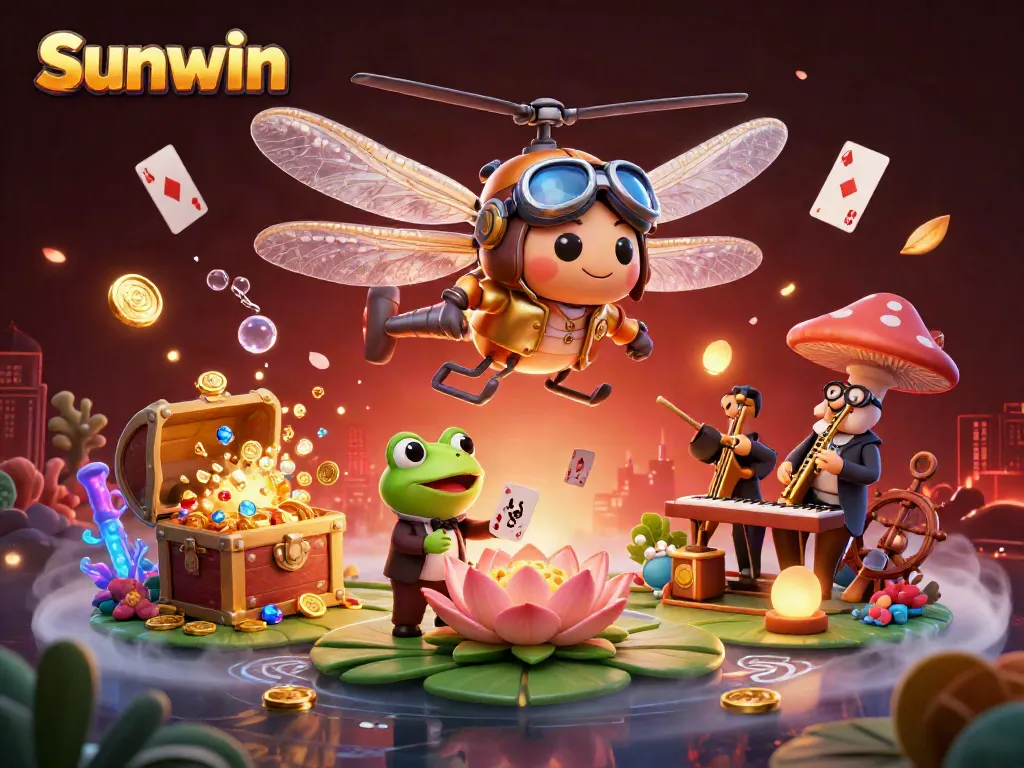 Engage with Sunwin's vibrant gaming atmosphere featuring dragonfly pilots and jazz-playing frogs.
