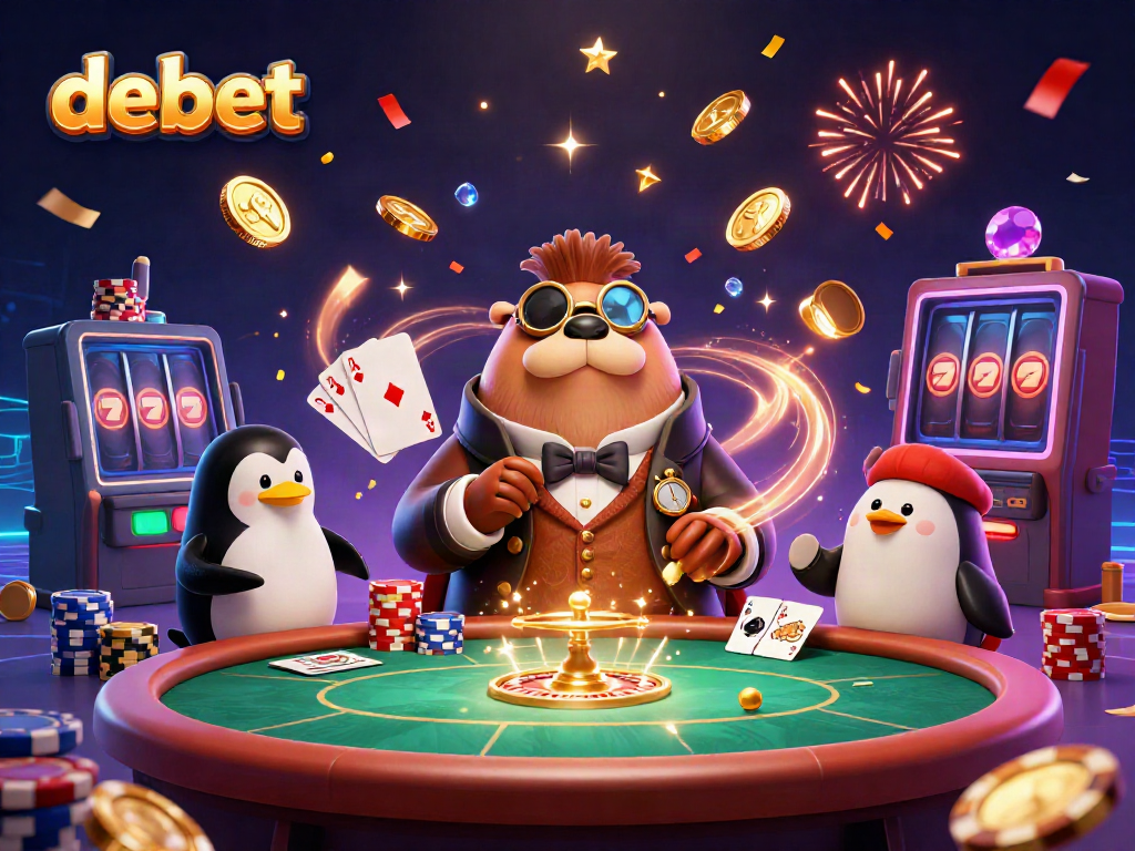 Experience the excitement of debet with a 3D jolly walrus, poker, and sparkling gems
