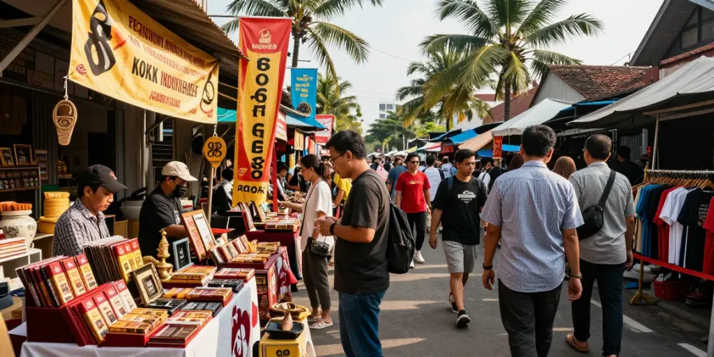 Discover rokok 88 products in a vibrant urban marketplace showcasing Dutch-Indonesian cultural heritage.