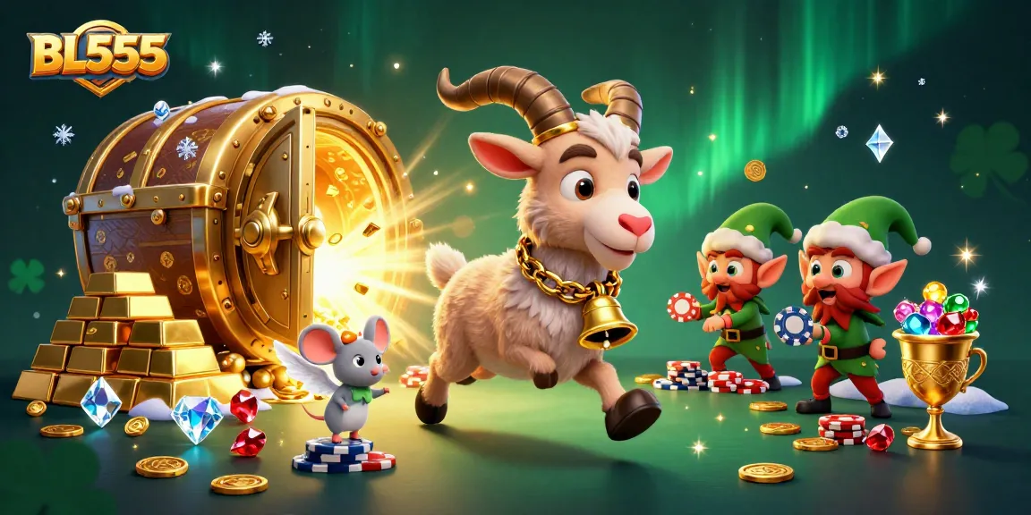 Experience thrilling action at BL555 casino with festive characters in a dynamic holiday scene!