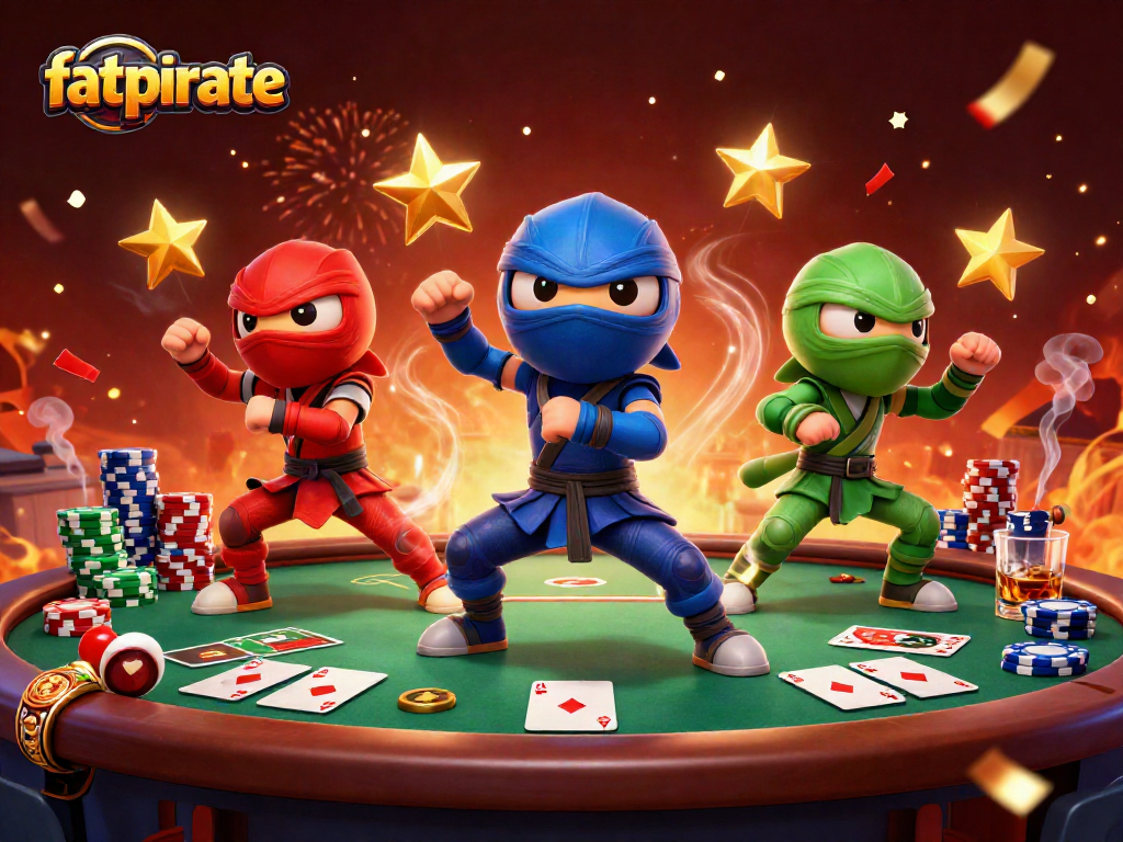 Experience thrilling gameplay at the fatpirate casino with an action-packed poker scene.