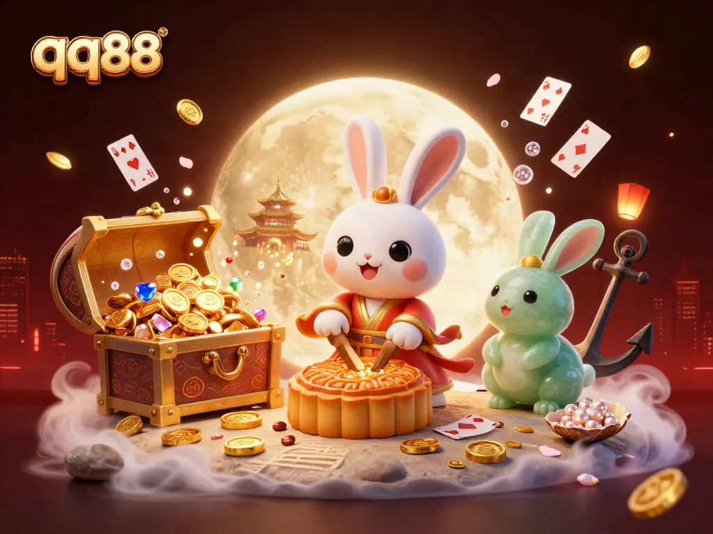 Experience the thrill of qq88 slots with a colorful 3D illustration depicting a captivating gambling scene.