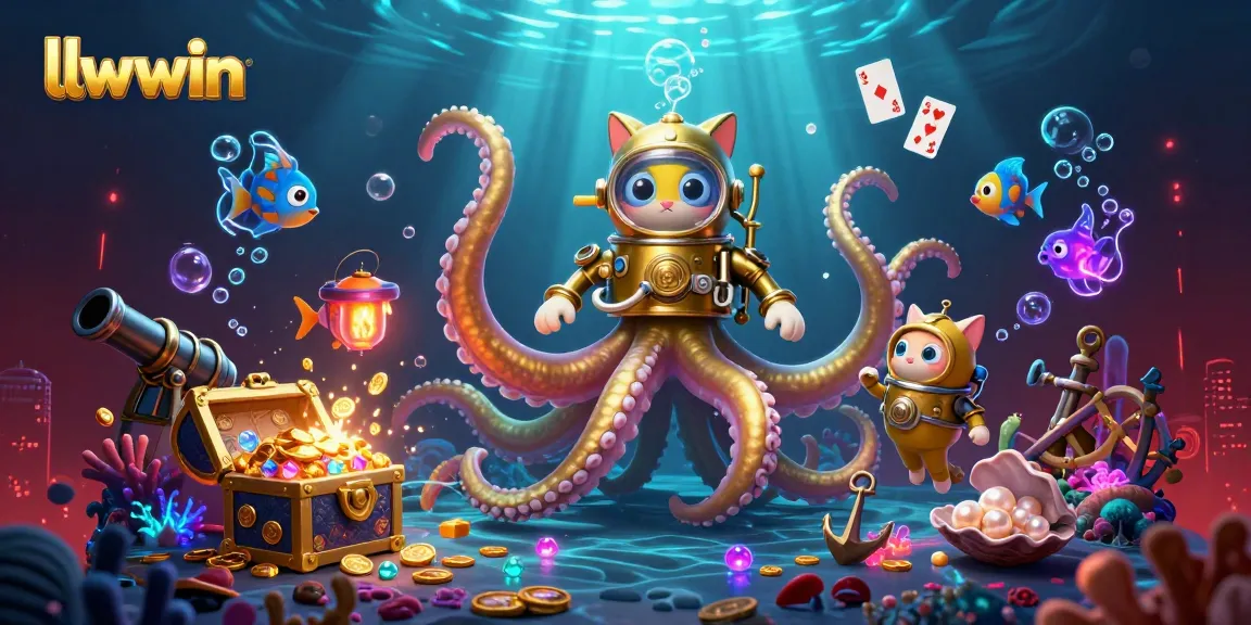 Experience llwwin's thrilling adventure with a colossal kraken, diving cat, and underwater treasures.