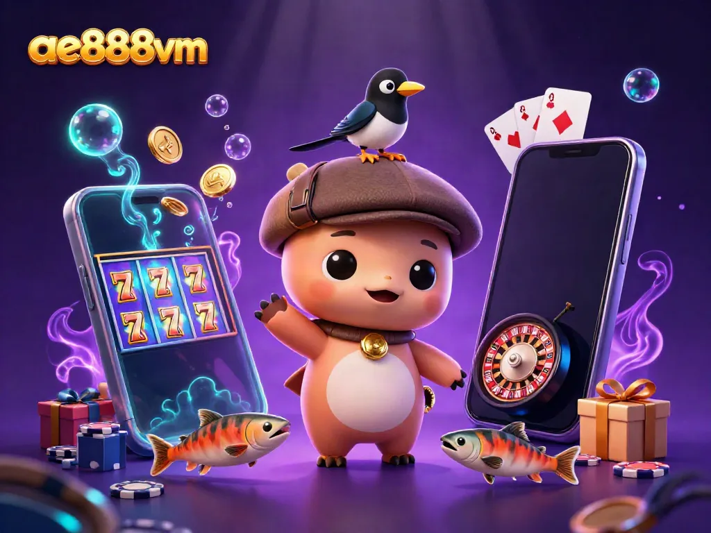 Experience ae888vm's vibrant casino world with playful characters and exciting game elements.