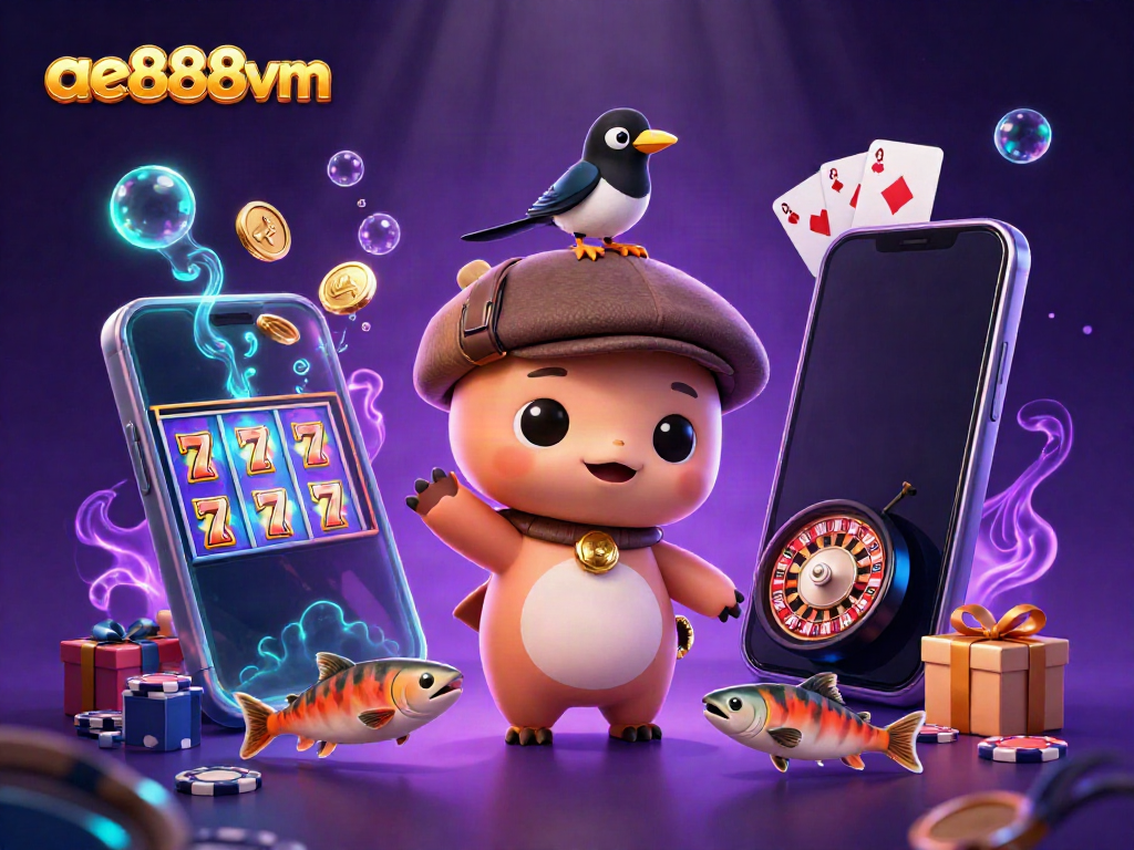 Experience ae888vm's vibrant casino world with playful characters and exciting game elements.