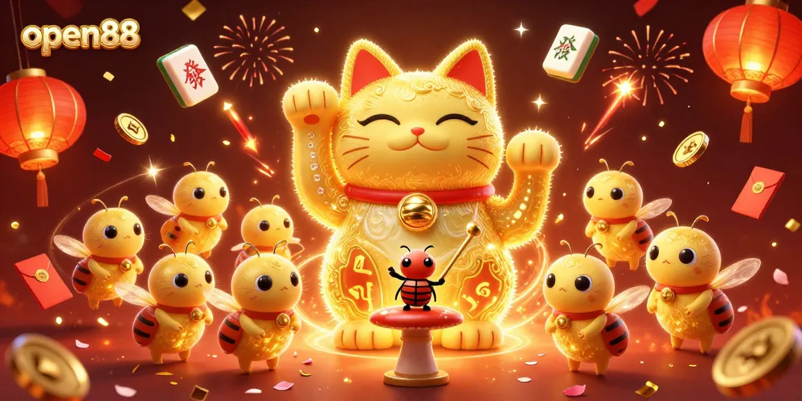 Experience open88's vibrant casino world, where golden lucky cats and exciting games come alive!