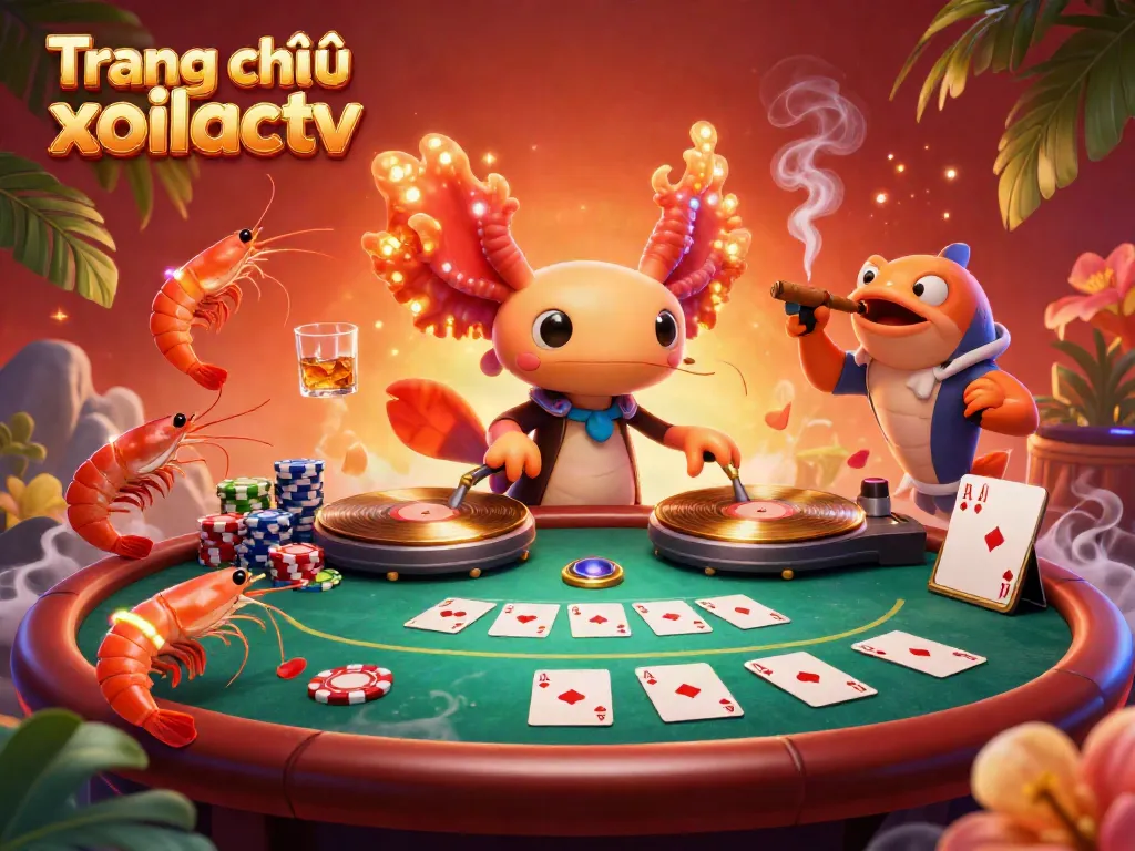Engage in thrilling poker moments on Trang chủ xoilactv with vibrant characters in a casino scene.