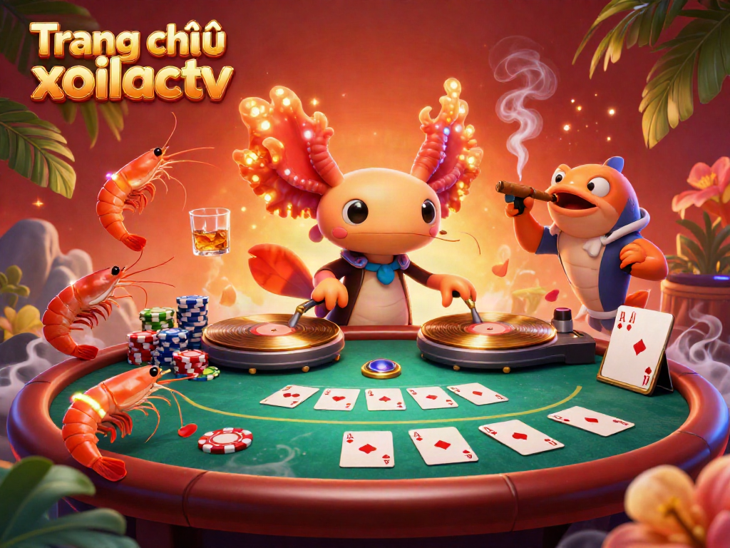 Engage in thrilling poker moments on Trang chủ xoilactv with vibrant characters in a casino scene.