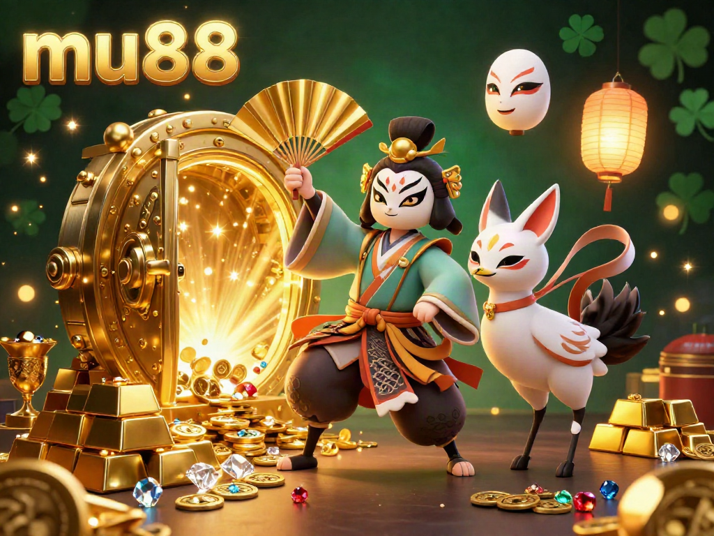 Experience winning strategies with mu88 in a vibrant casino scene filled with legends and treasures.