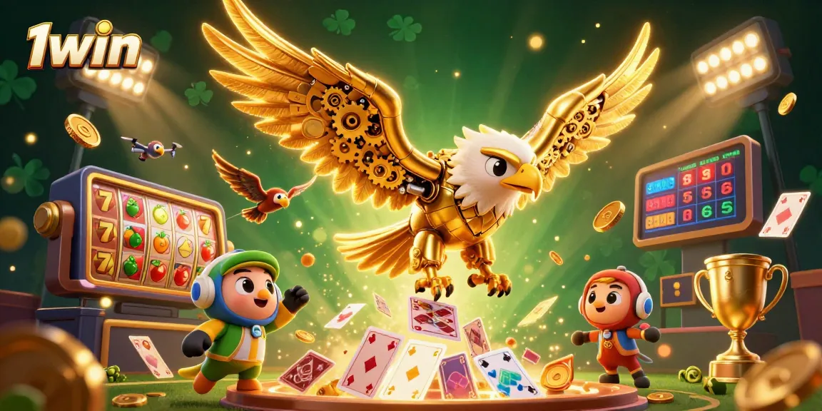 Experience high-stakes betting with 1win's thrilling gaming elements in this dynamic 3D illustration.