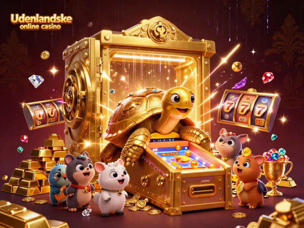 Experience the excitement at udenlandske online casino with vibrant 3D illustrations of golden treasures and engaging animals.