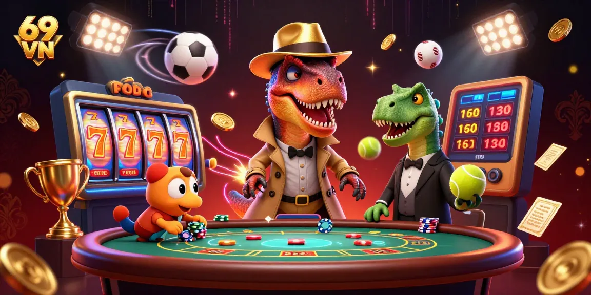 Engage with thrilling bets at 69 VN casino, where a velociraptor card counter tries to blend in with the action.