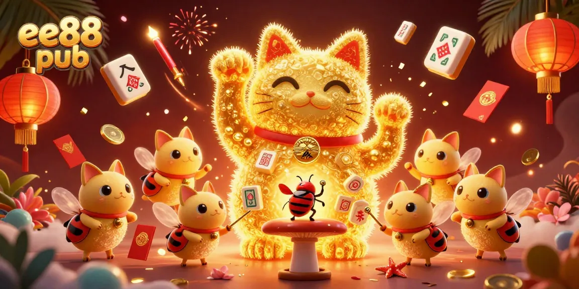 Experience excitement at ee88 pub with a vibrant scene featuring lucky symbols and festive elements.