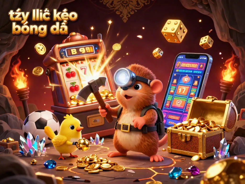 Engage with tỷ lệ kèo bóng đá in this vibrant illustration of a treasure hunting mole amidst thrilling sports betting action.