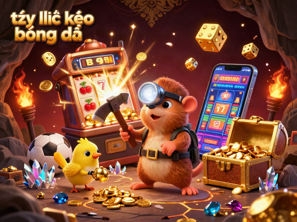 Engage with tỷ lệ kèo bóng đá in this vibrant illustration of a treasure hunting mole amidst thrilling sports betting action.
