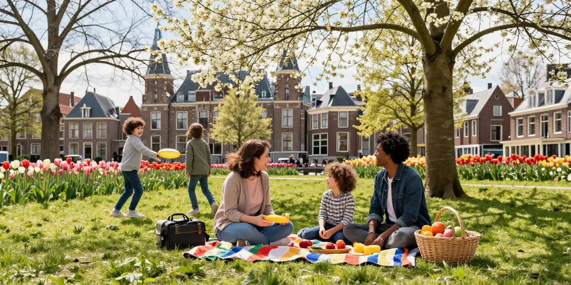 Families enjoying a spring day out in Den Haag, featuring activities around bedrijven den haag.