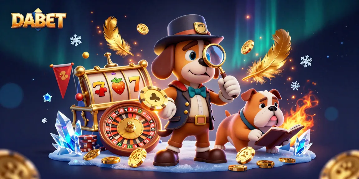 DABET thrills with detective discovery at a vibrant casino scene filled with golden poker chips and slot reels.