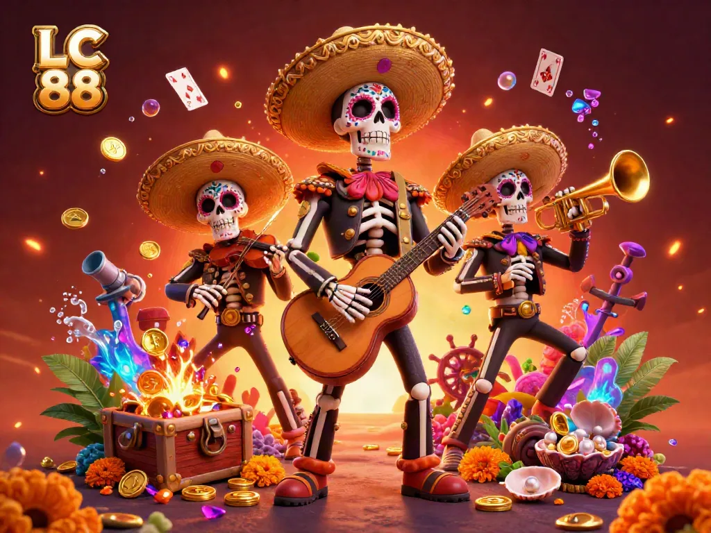 Experience thrilling gameplay at LC 88 with our vibrant Dia de los Muertos mariachi band celebration amidst riches of gold.