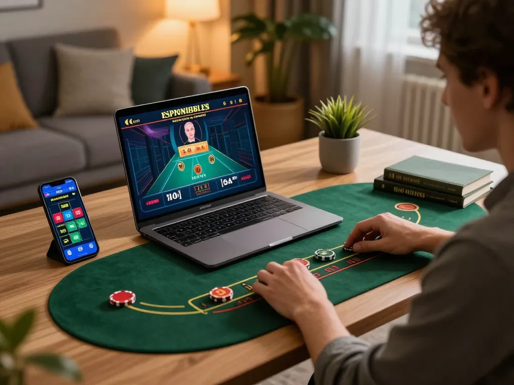 79KING player enjoying live dealer gaming experience on a stylish laptop at home, reflecting modern online gambling.