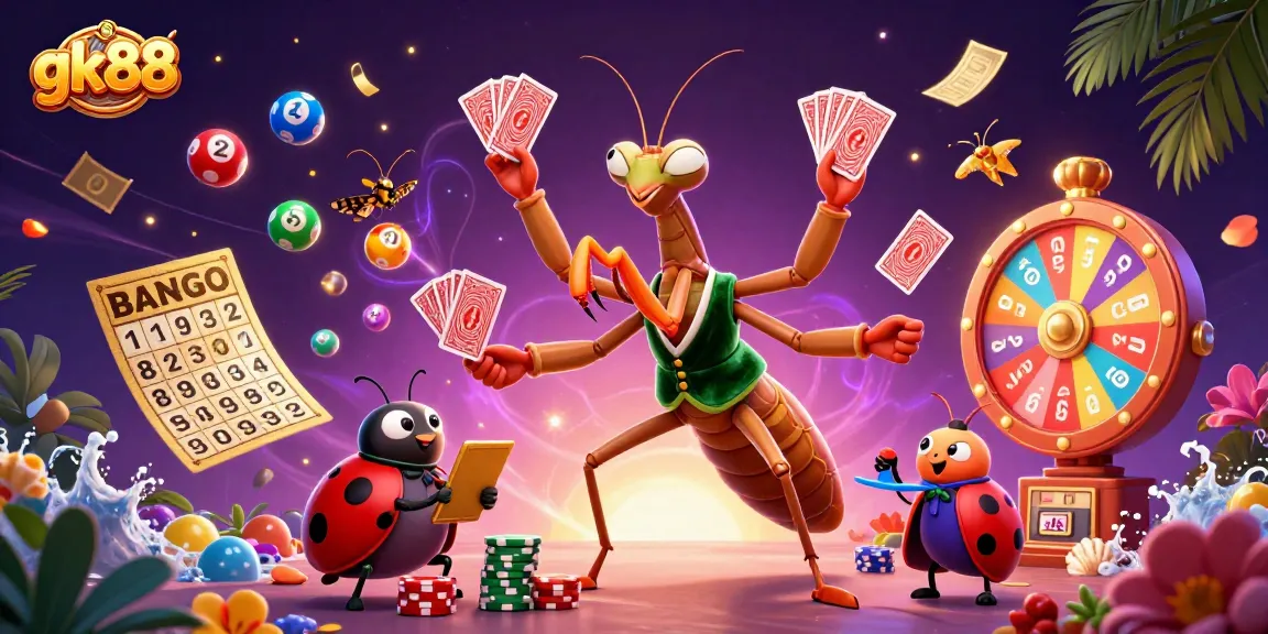 Engage with gk88 gaming excitement featuring a praying mantis card sharp and ladybug pit boss.