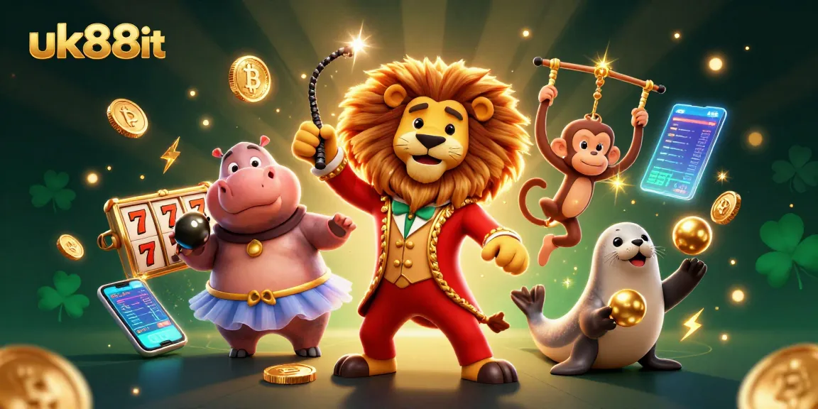 Engage in thrilling slot games at uk88it with vibrant characters amidst rich casino elements.