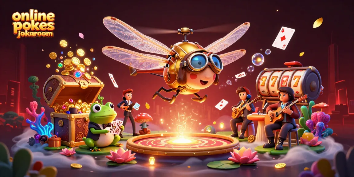 Experience the thrill of online pokies jokaroom with this dynamic casino scene featuring vibrant characters and game elements.