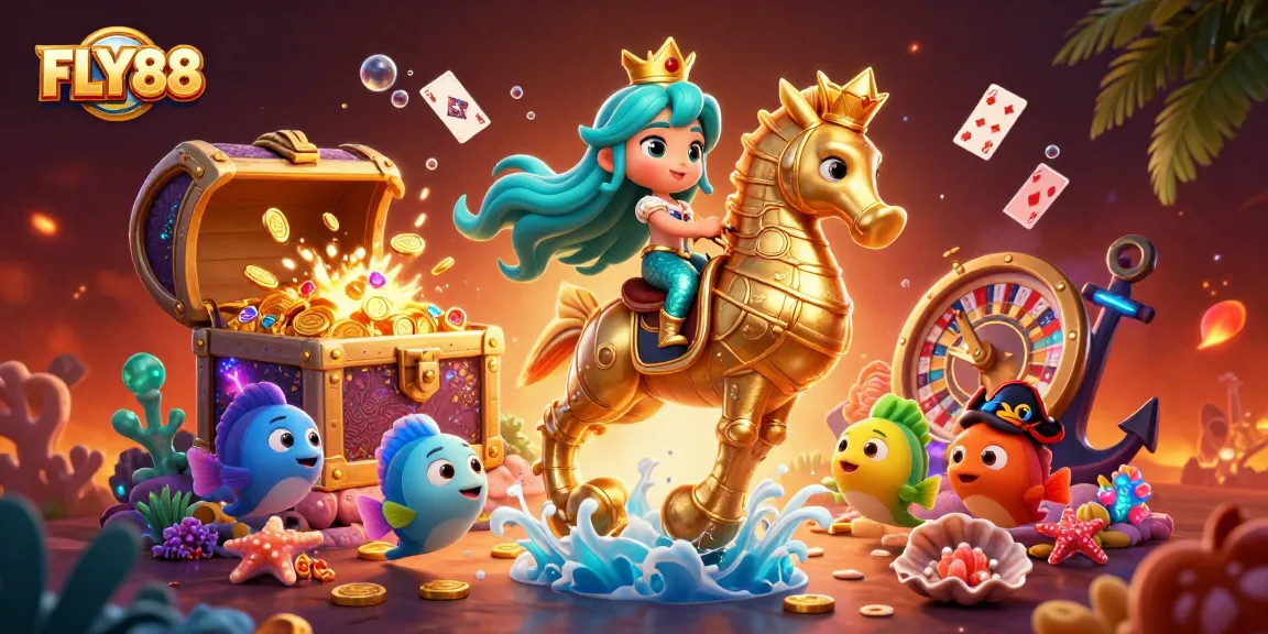 Join the excitement at FLY88, playing vibrant games amid enchanting underwater scenes.