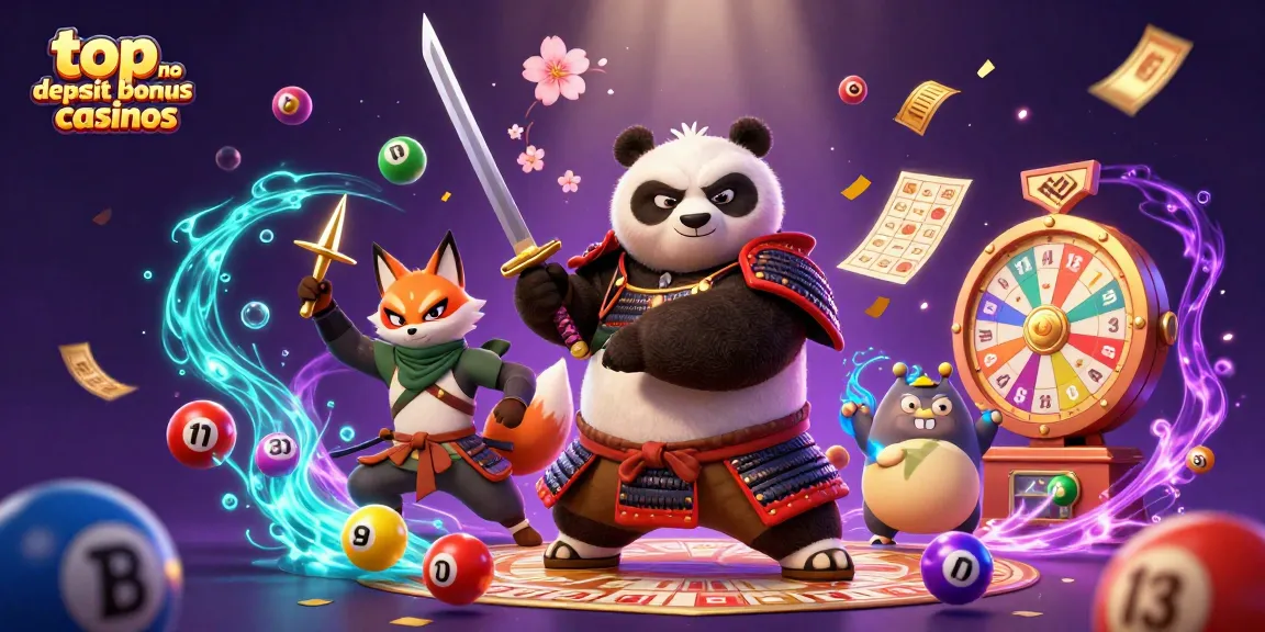 Engage in top no deposit bonus casinos action with a vibrant 3D illustration featuring colorful lottery elements.