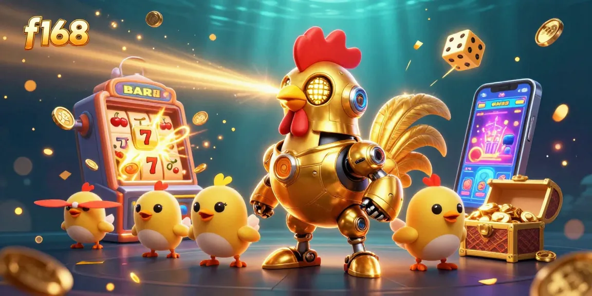 Experience thrilling gameplay at f168 with a golden rooster robot leading a jackpot explosion!