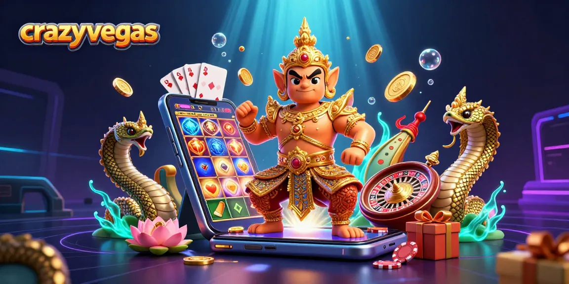 Spin and win at crazyvegas with vibrant slot games and casino action in a dynamic 3D scene.